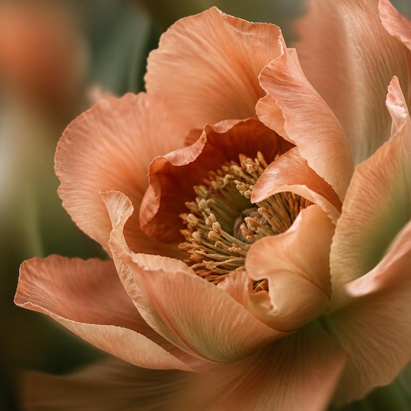 Close-up of a blooming flower in warm terracotta tones